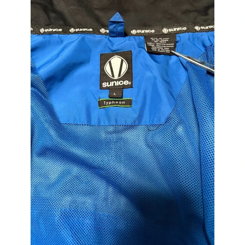 Sunice Typhoon Golf RainJacket Mens L Blue Black FullZip Windbreaker Lightweight